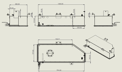 Water tank 70 l underfloor aluminum driver&