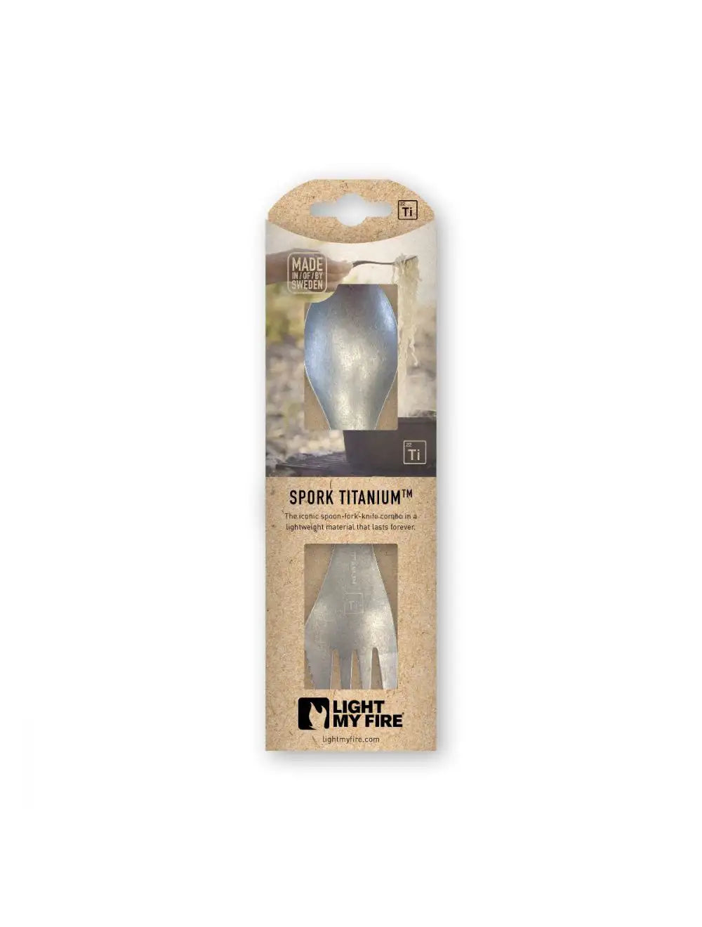 Spork Titanium - knife, fork &amp; spoon in one, with protective bag